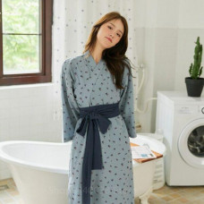 Japanese Kimono Pajamas Set Cotton Woman Loose LongSleeve Floral Print Sleepwear